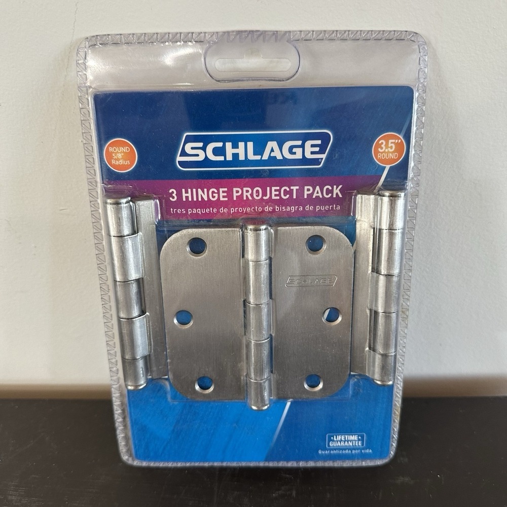 Schlage 1012 Pack of Three 3.5" x 3.5" Plain Bearing 1/4" Radius - Nickel NEW